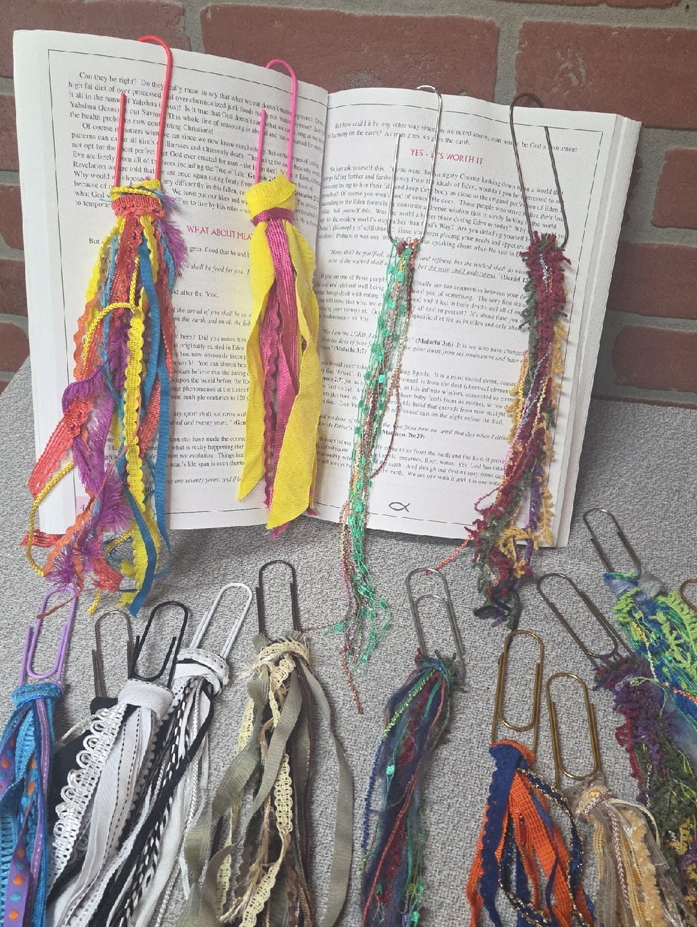 Handmade Colorful Junk Journal Bookmarks/Paperclips Multicolor Pick 2